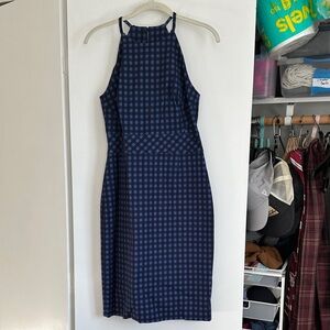 Banana Republic Navy Checkered Midi Dress